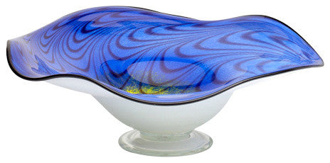 Cyan Design Large Art Glass Bowl, Cobalt Blue