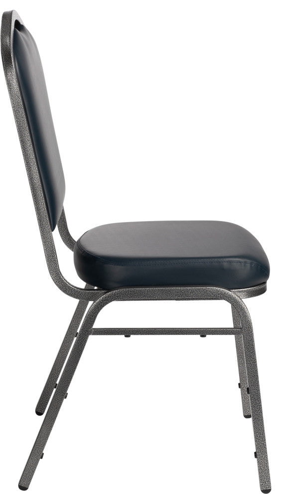 NPS 9300 Deluxe Vinyl Stack Chair, Midnight Blue Seat/Silvervein Frame