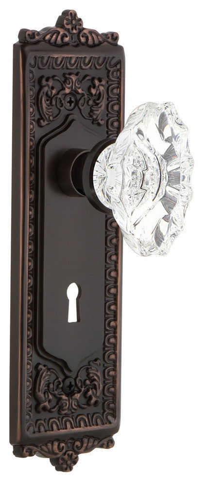 Egg & Dart Plate Privacy Chateau Knob, Timeless Bronze