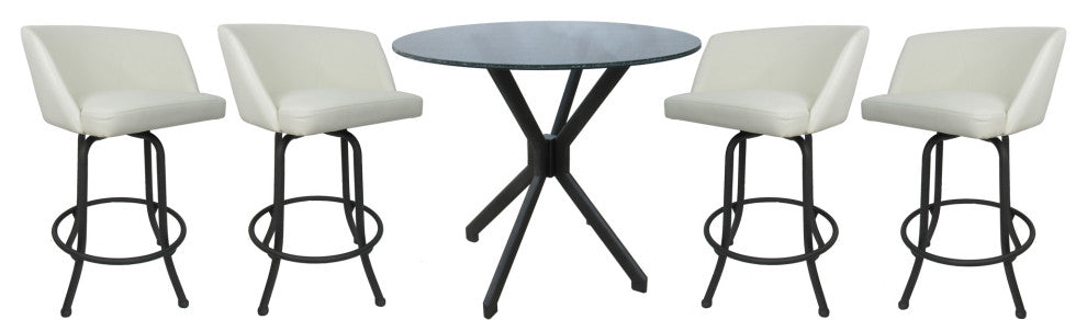 Swivel Counter Metal Pub Set - Joey Stools 26" or 30", Snow White - Grey, 30", Crackle