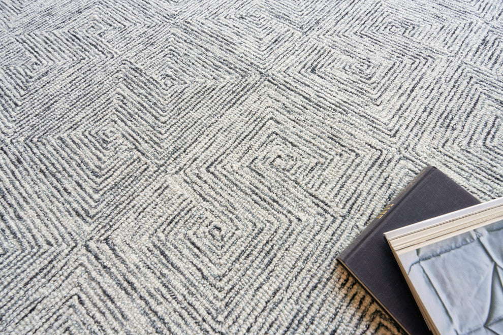 Caprice Handmade Hand-Tufted Wool Black/Ivory Area Rug, 10'x14'