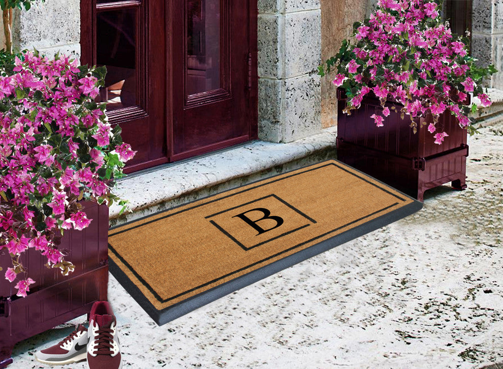 A1HC Hand-Crafted 24"x48" Rubber Coir Double-Single Monogrammed, B