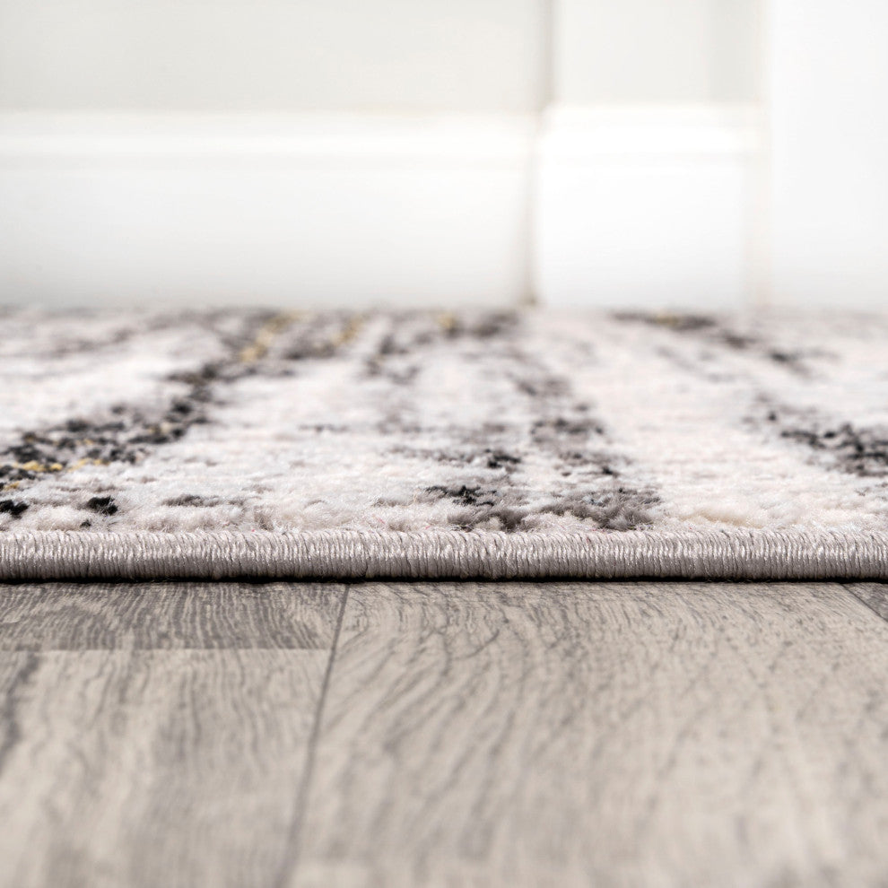 Tidal Modern Strie' Ivory/Black 5 ft. x 8 ft. Area Rug