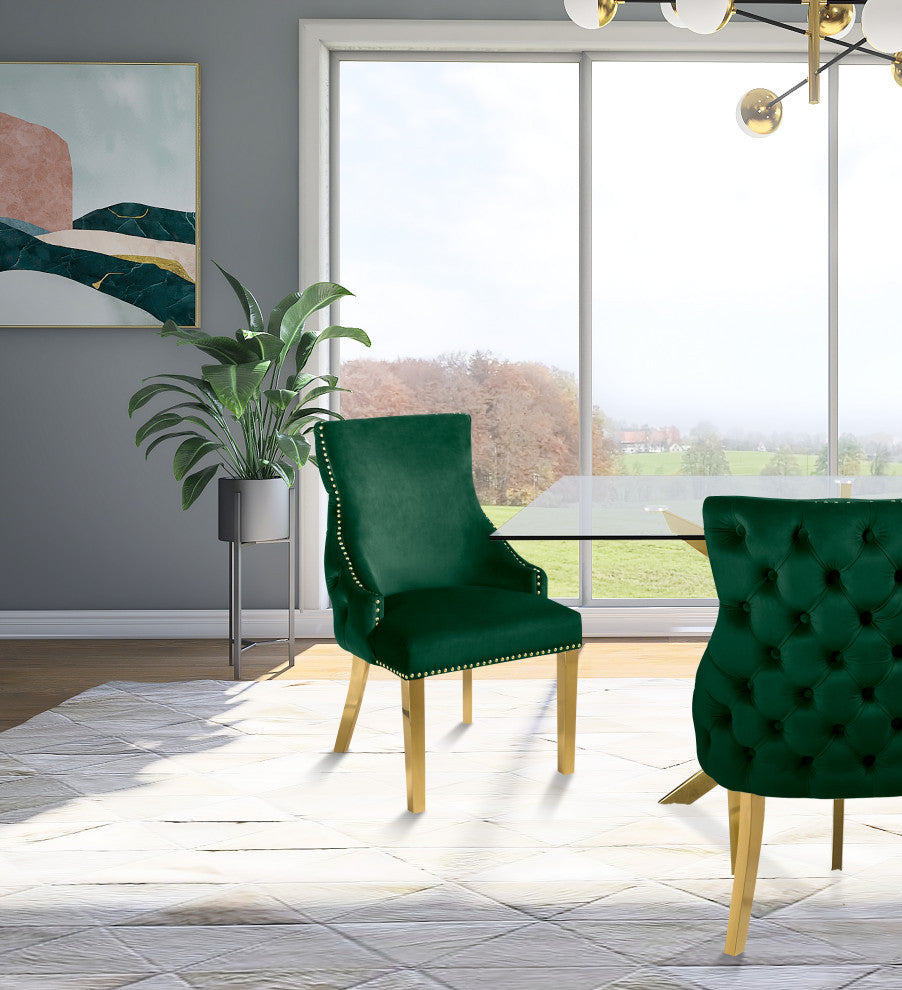 The Tuft Dining Chair, Green, Velvet, Set of 2