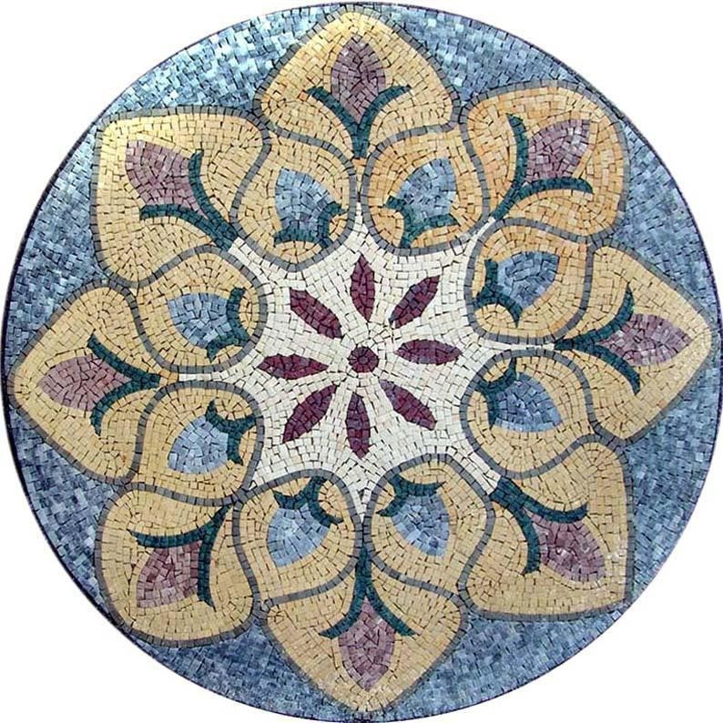Mosaic Medallion, Flower of The Nile, 24"x24"