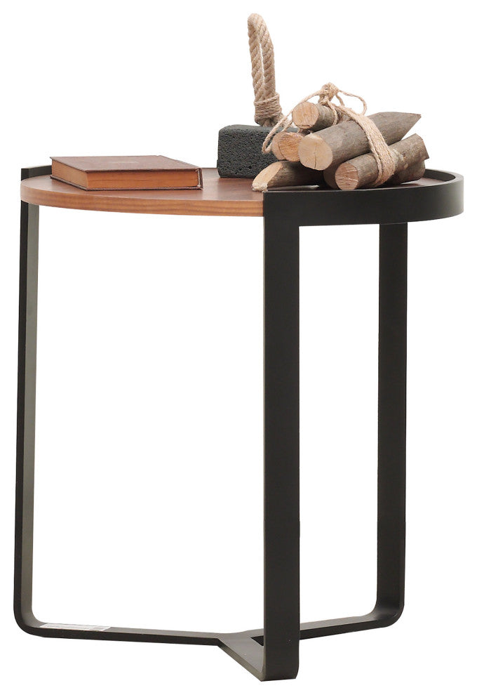 20" Contempo Brown and Black Round Wood Tri Leg End Table