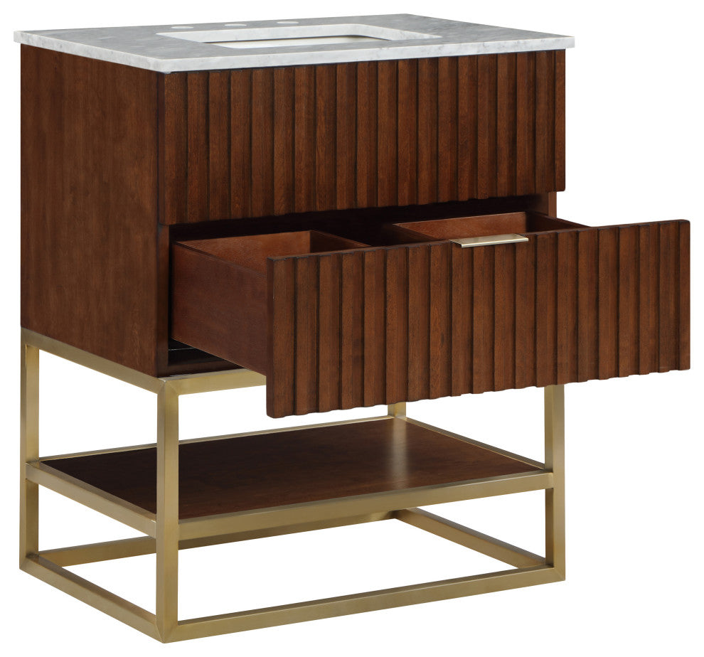 Monad Bathroom Vanity, Walnut, 30" Wide