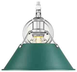 Golden Lighting 3306-1W CH Orwell 10" Tall Wall Sconce - Chrome / Pine Green