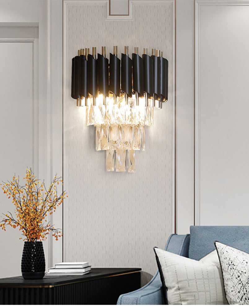 Luceyran | Modern Black LED Crystal Wall Lamp