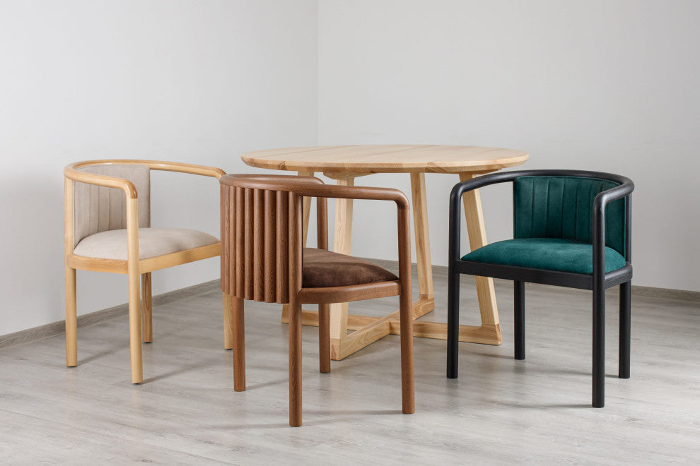 Alton Dining Chair, Black Wood, Emerald Material