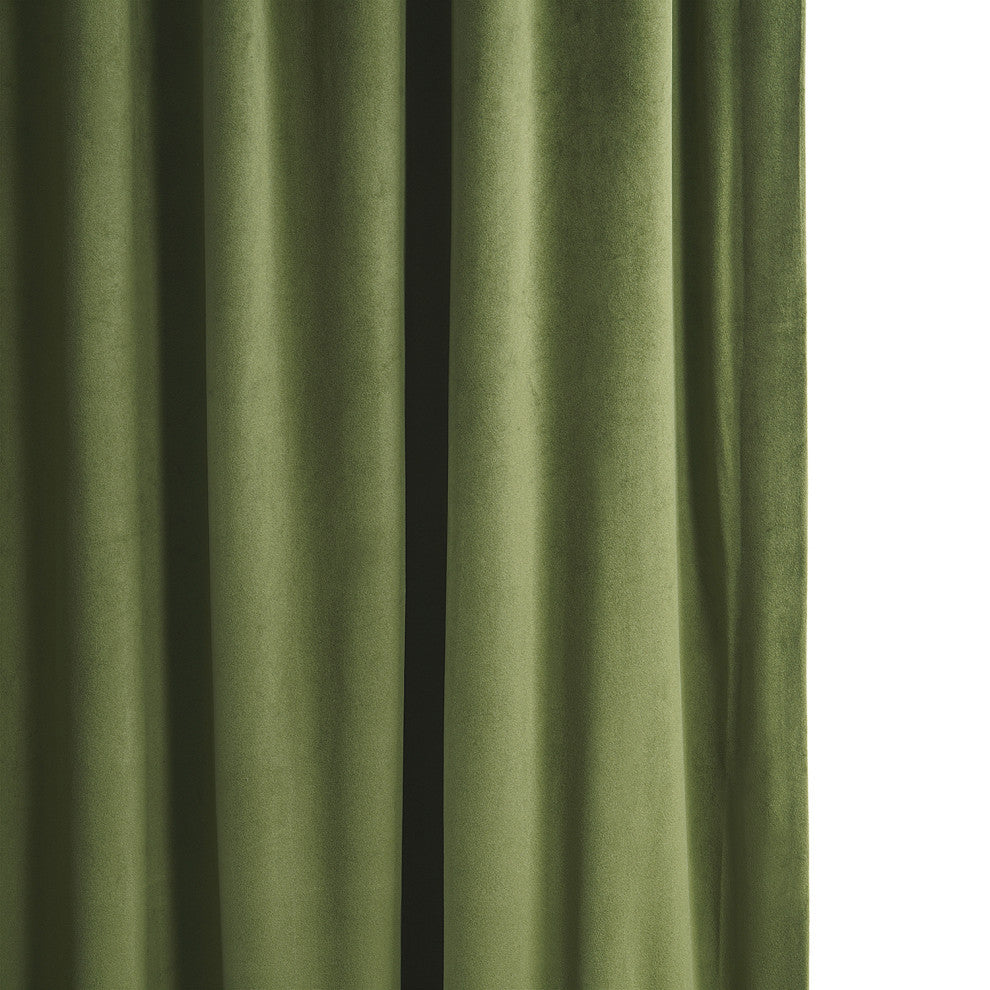 Signature Blackout Velvet Curtain Single Panel, Basque Green, 50"x108"