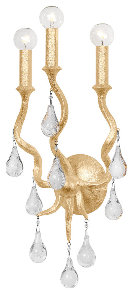 Aveline 3-Light Sconce, Gold Leaf