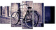 Classic Vintage City Bicycle, Landscape Canvas Wall Art, 60"x32", 5 Panels
