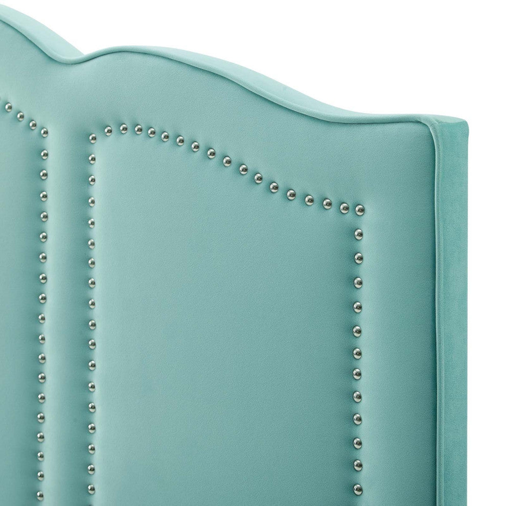 Headboard, Twin Size, Velvet, Blue, Modern Contemporary, Bedroom Master Suite