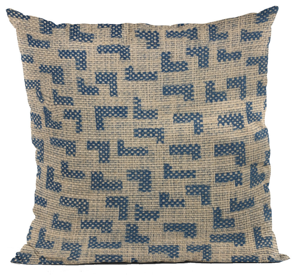 Plutus Blue Angles Abstract Luxury Throw Pillow, 22"x22"