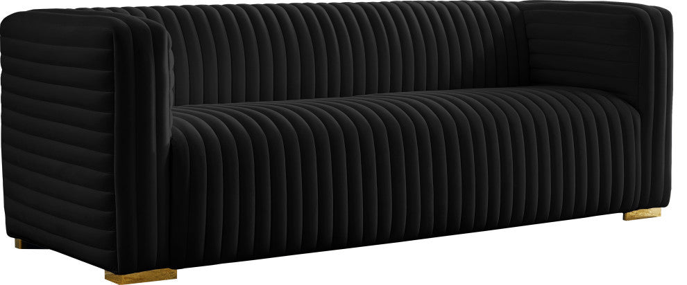 Ravish Velvet Upholstered Chair, Black, Sofa
