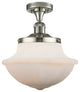 Large Oxford 1-Light Semi-Flush Mount, Polished Nickel, Matte White