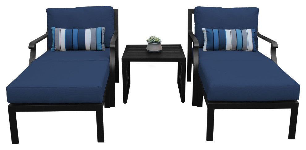 kathy ireland Madison Ave. 5 Piece Aluminum Patio Furniture Set 05b, Midnight