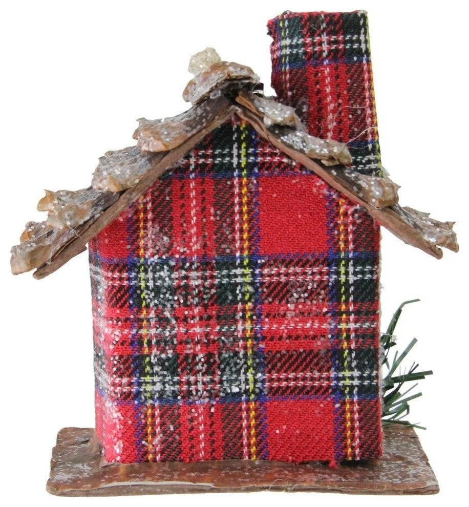 4.25" Red Plaid Country Cabin Christmas Ornament