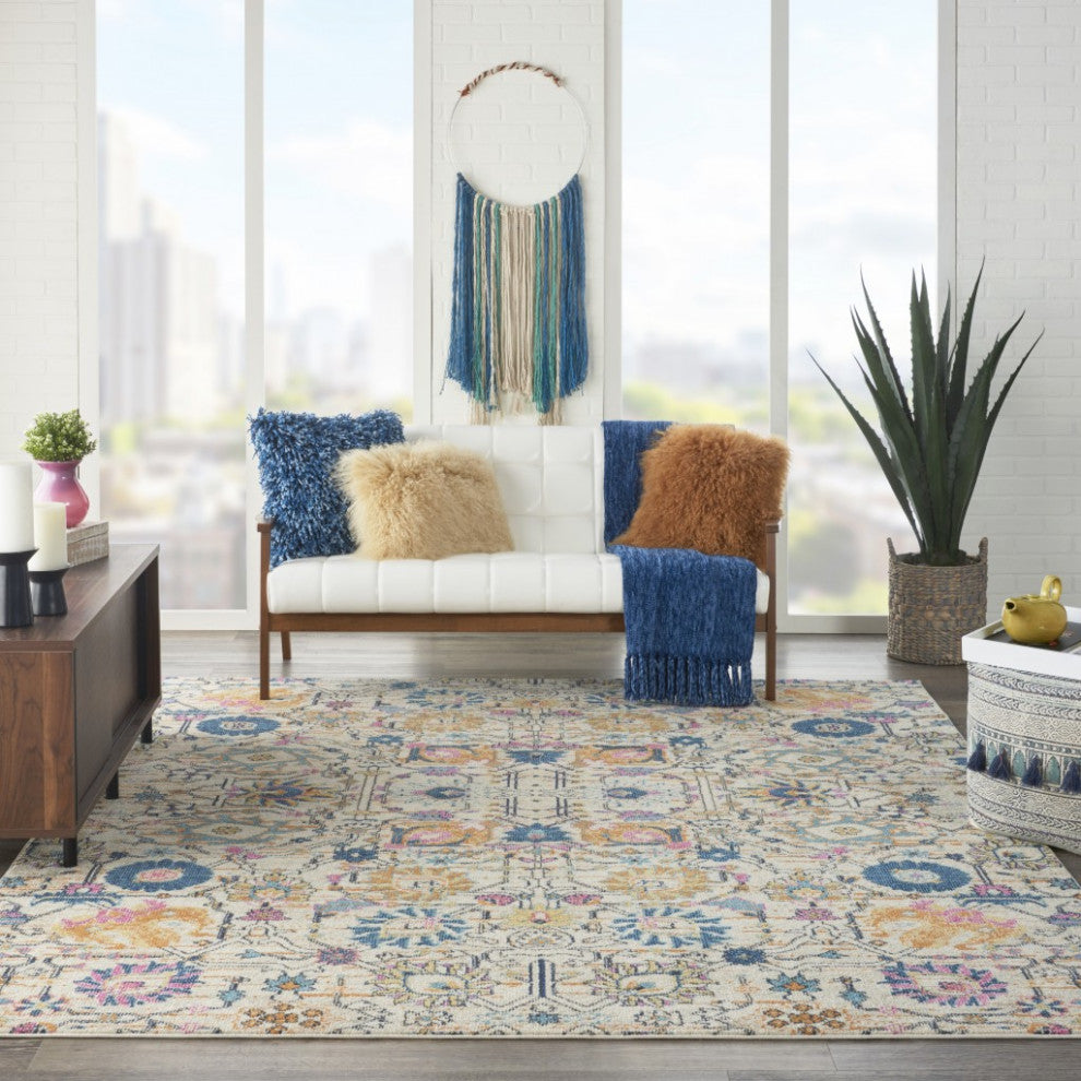 7 x 10 Ivory and Multicolor Floral Buds Area Rug