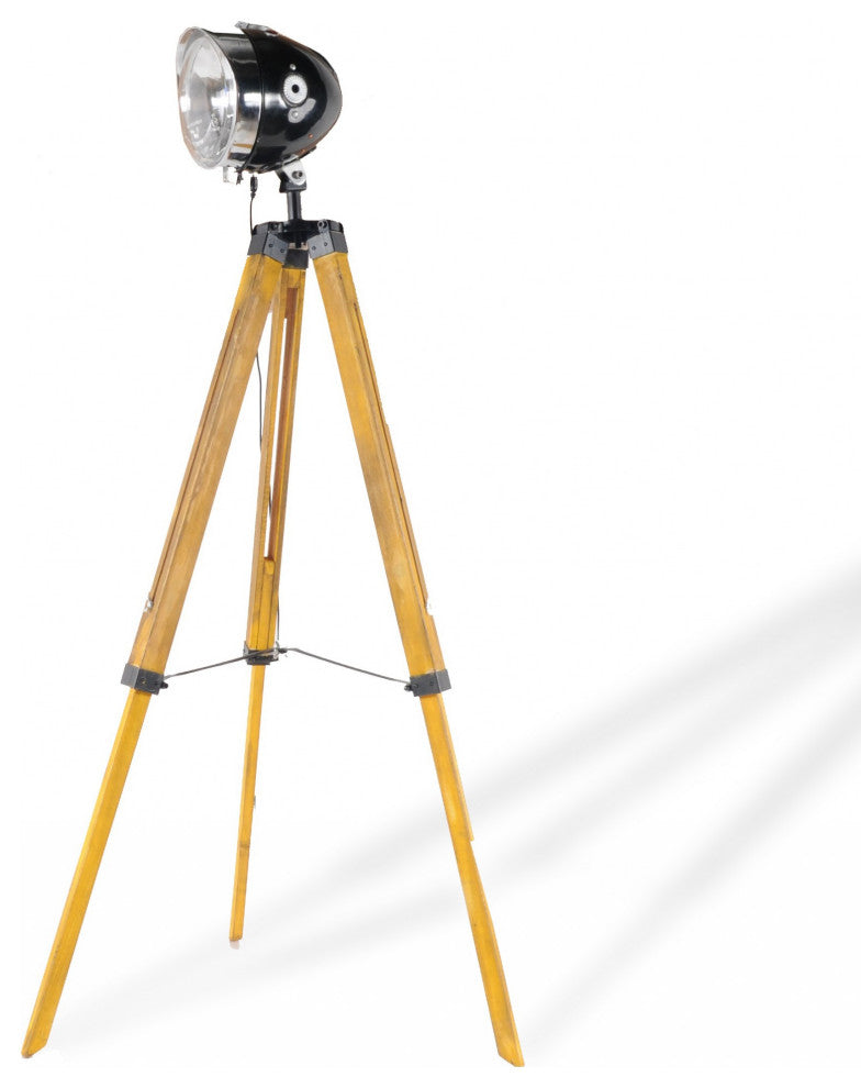 35" Distressed Tripod Floor Lamp With Cone