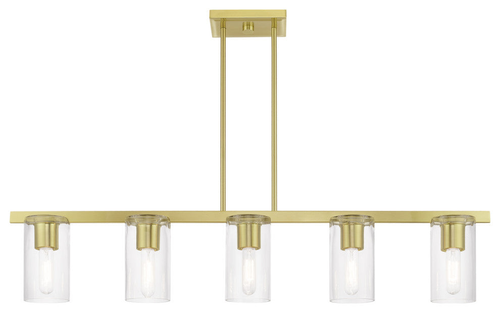 Clarion 5 Light Satin Brass Linear Chandelier