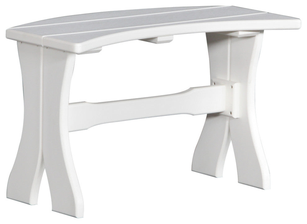 Poly Curved Table Bench, White, 28 Inch