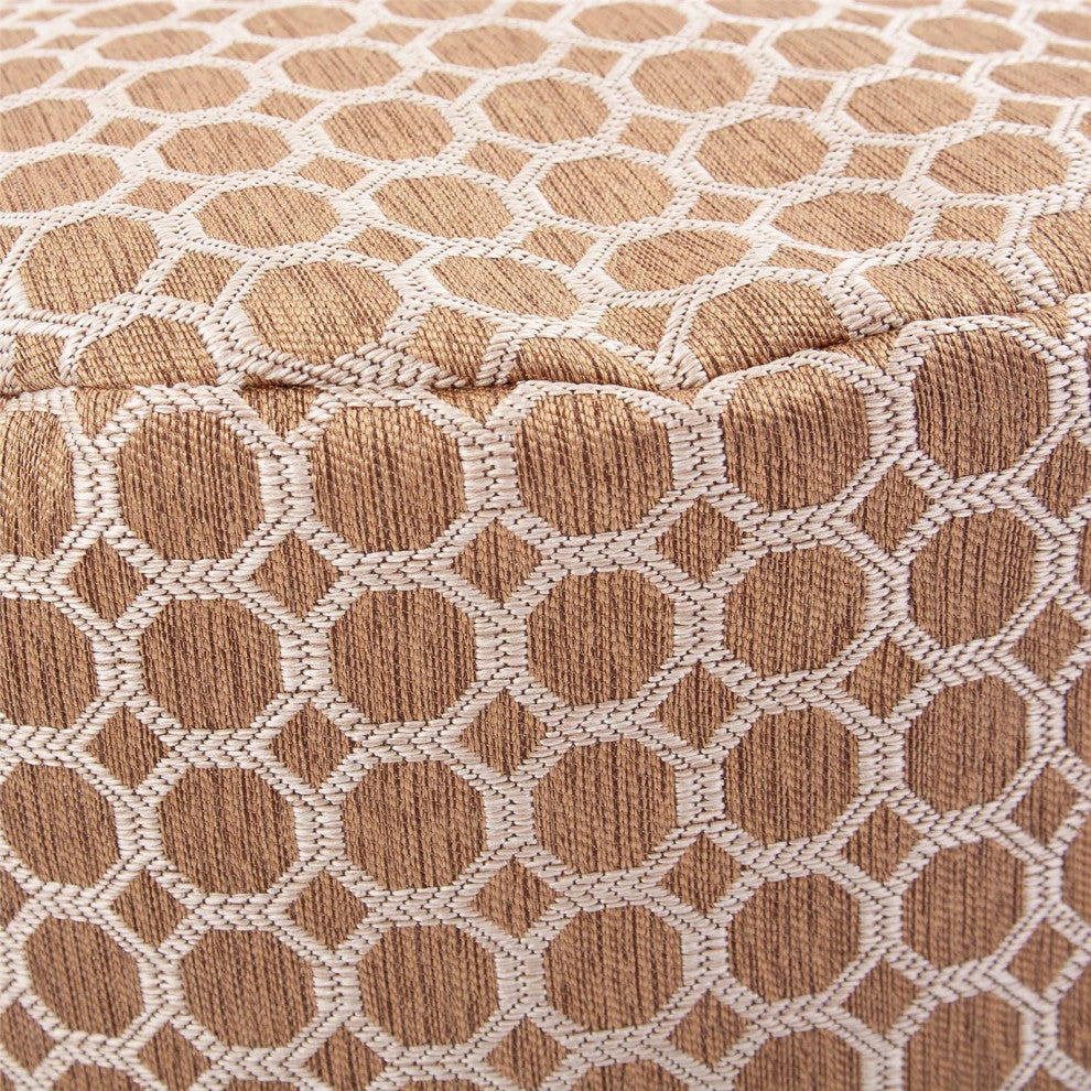 Elegant Gold Round Pouf Footrest, Polyester