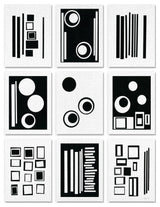 Black And White Abstract Geometric Shape Designs 9-Piece Set, 11"x14