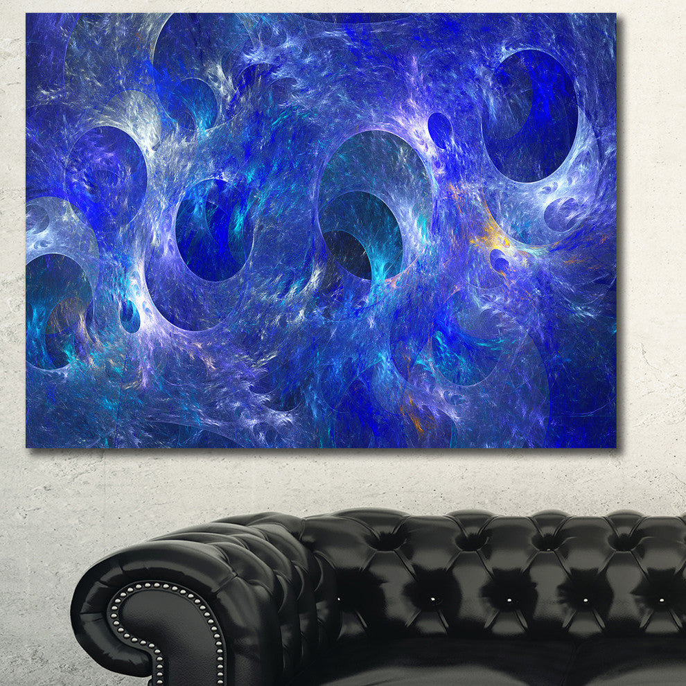 Clear Blue Fractal Glass Texture, Abstract Canvas Art Print, 40x30