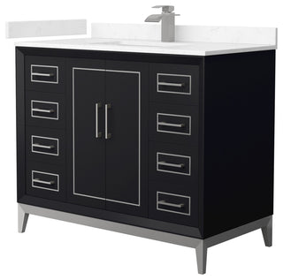 Marlena 42" Black Single Vanity, Cultured Top, Nickel Trim