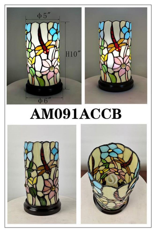 Amora Lighting AM091ACCB Tiffany Style Dragonfly Mini Table Lamp 10 Inches Tall