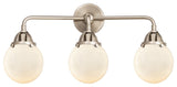 Beacon Bath Vanity Light, Brushed Satin Nickel, Matte White, Matte White