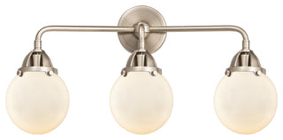 Beacon Bath Vanity Light, Brushed Satin Nickel, Matte White, Matte White