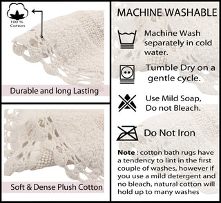 Hampton Crochet Reversible Bath Rug Set, 24x40 Rectangle, Ivory