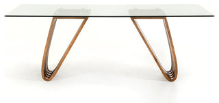 Modrest Draper Contemporary Walnut and Glass Dining Table