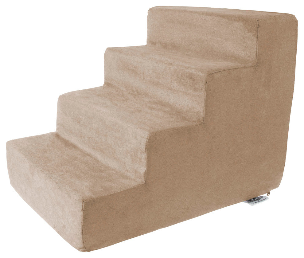 High Density Foam Pet Stairs 4 Steps With Removeable Cover By Petmaker, Tan