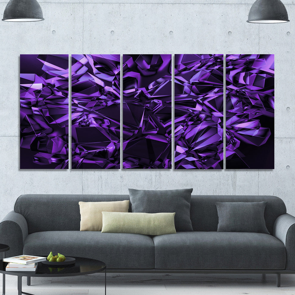 Purple Crystal Texture Design, Abstract Canvas Art Print, 60"x28", 5 Panels