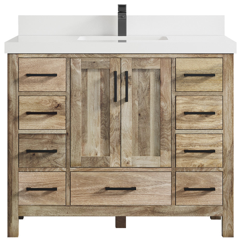 Malibu Mango 42 Single Sink Bath Vanity in Natural 2" White Quartz