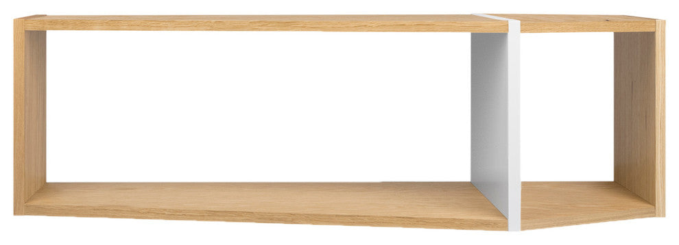 Blanston Modern Modular Stackable Shelf, Oak/ White
