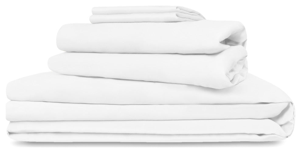 Delara 100% Eucalyptus Lyocell Tencel Bedding Sheet Bundle, White, Queen, 96"x105"
