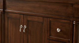 36" Single Bathroom Vanity, Walnut With Ivory White Engineered Marble