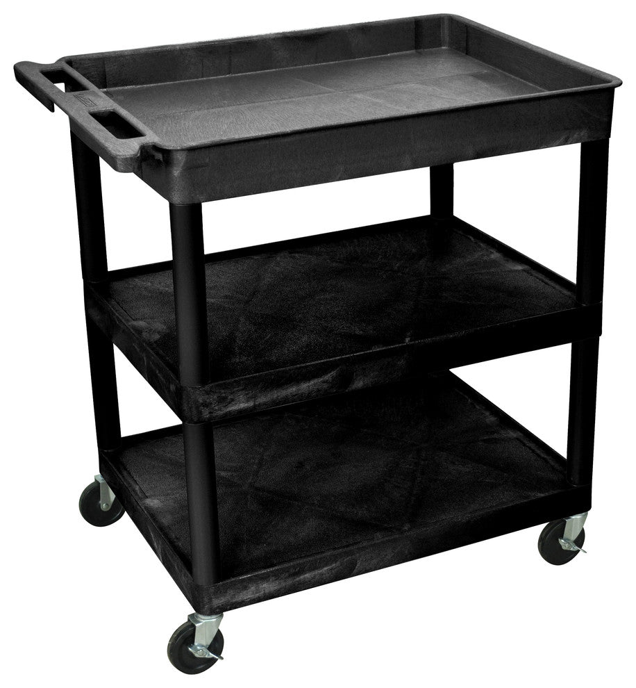 Luxor 3-Shelf Large Black Tub Cart