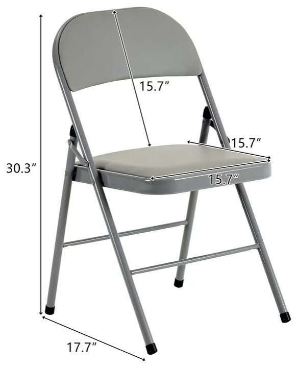 12 Pack Folding Chair, Indoor or Outdoor Use, Padded Seat With Open Back, Gray