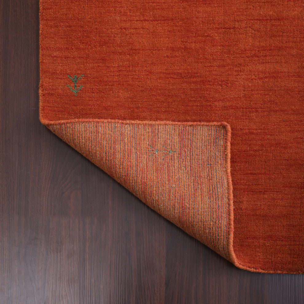 HAND KNOTTED LOOM WOOL ECO-FRIENDLY AREA RUGS - Runner, Orange, Contemporary