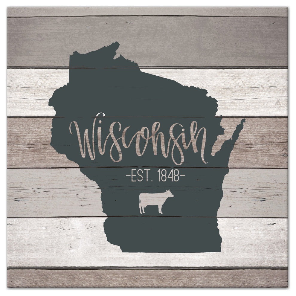 Wisconsin Established 16x16 Canvas Wall Art