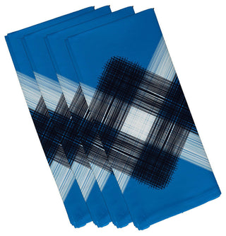 String Art, Geometric Print Napkin, Blue, Set of 4