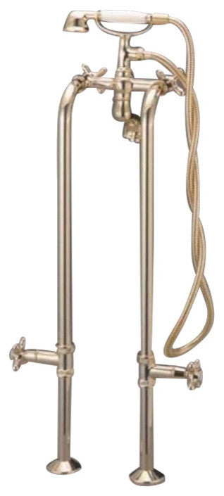 Cheviot Products Freestanding Water Supply Lines W/ Stop Valves, Polished Brass