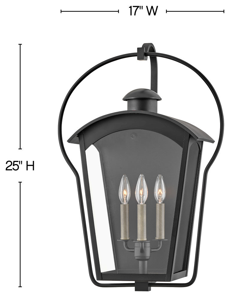 Hinkley Yale Large Wall Mount Lantern, Black