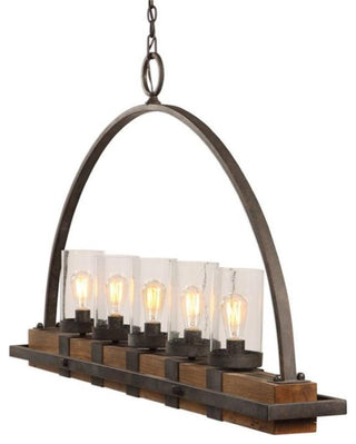 Uttermost Atwood 5-Light Traditional Steel Linear Chandelier in Weathered Bronze